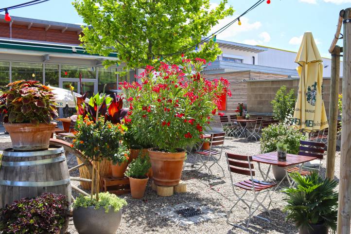 Blumen im Außenbereicht Grillrestaurant